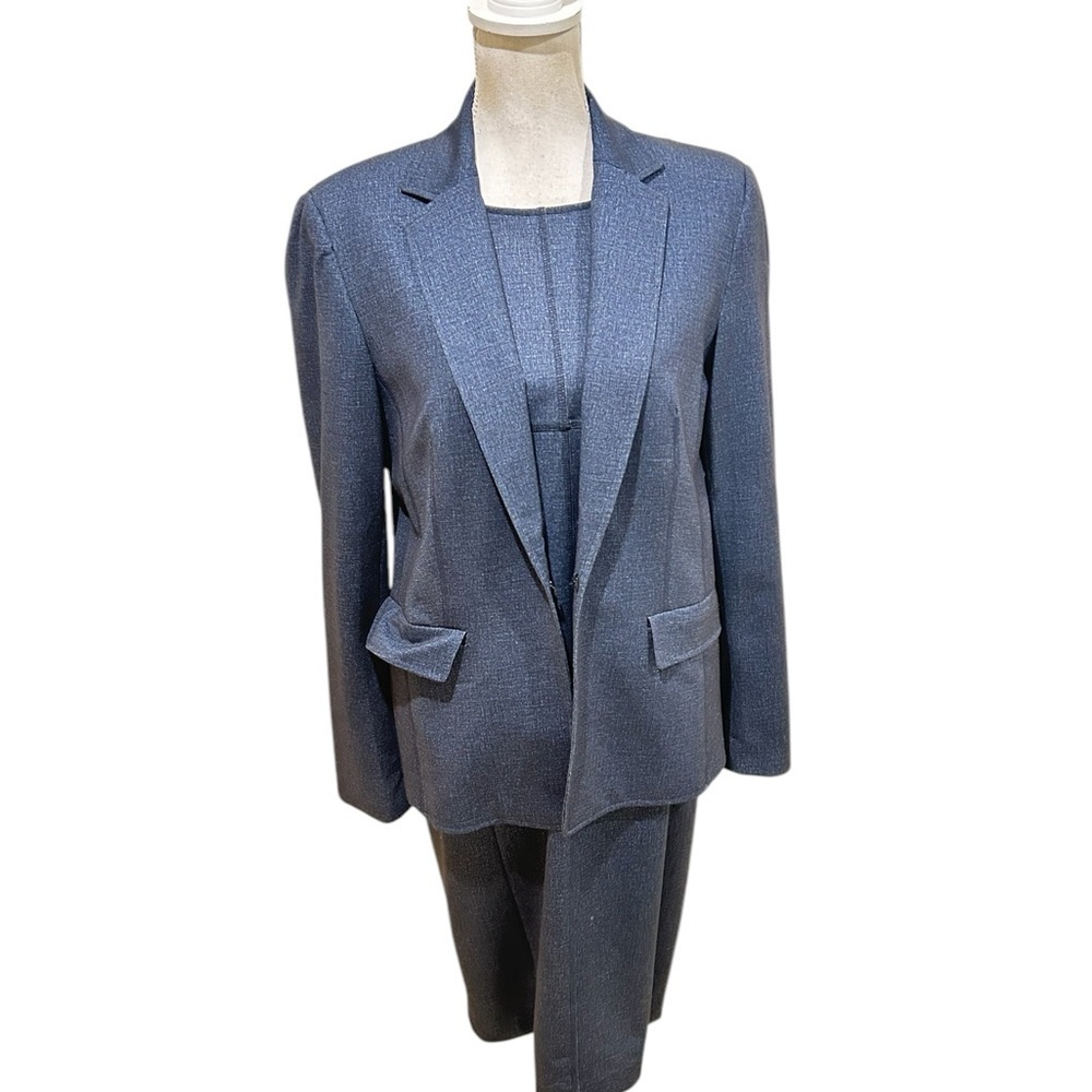Jones New York navy 3 piece coord set blazer, trousers & sleeveless dress 12